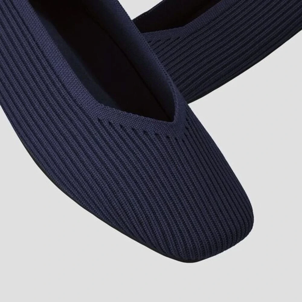 VIVAIA Navy Square Toe Knit Flats Comfortable Lightweight NEW EU/42W US/10.5W‎